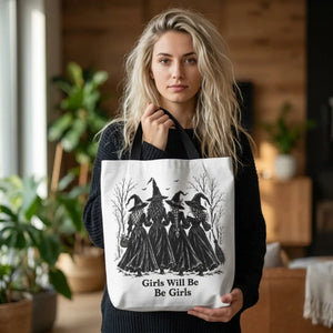 Witch Sisters Tote — “Girls Will Be Girls” Halloween Tote Bag
