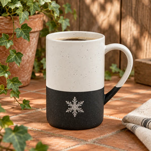 Snowflake engraved ceramic mug - mugs