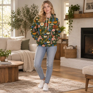 Floral wildflower garden pullover hoodie - hoodies