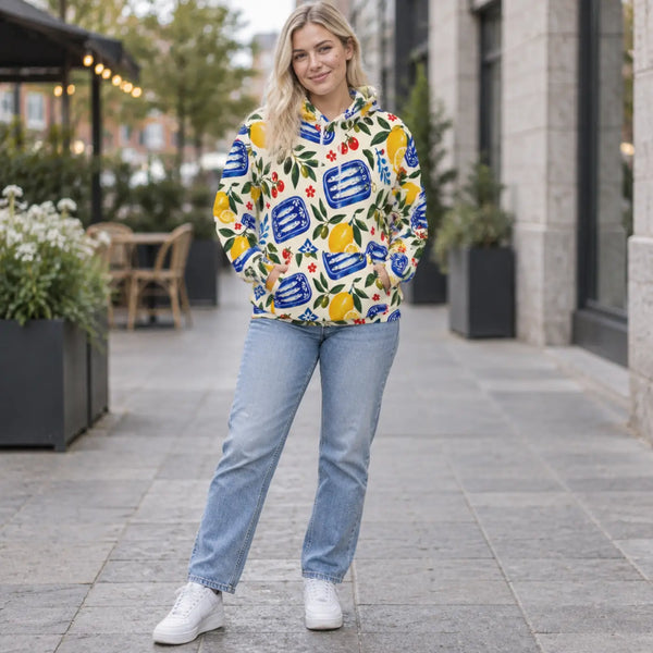 Citrus and sardines kitchen pattern pullover hoodie - hoodies