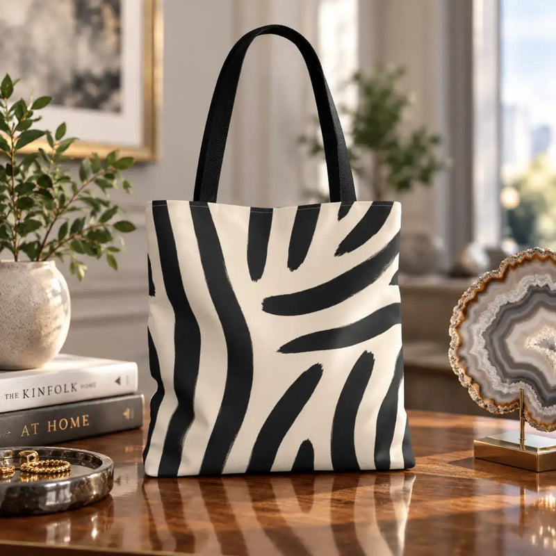 Zebra Stripe Print Tote Bag