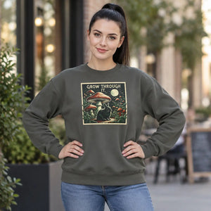 Grow through it mushroom sweatshirt - sweatshirts