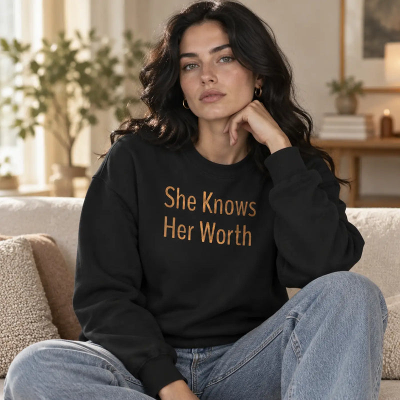 She Knows Her Worth Inspirational Sweatshirt