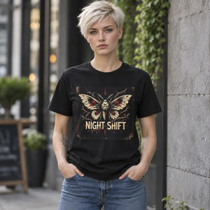 Night shift moth graphic t-shirt - t-shirts
