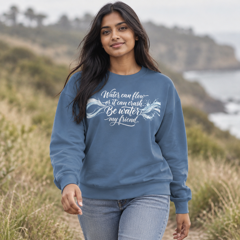 “Water Can Flow” Inspirational Ocean Wave Sweatshirt
