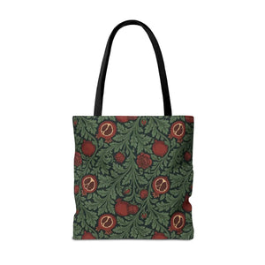 Vintage william morris-inspired botanical pomegranate tote bag - bags