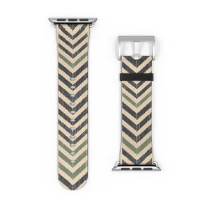 Chevron Pattern Watch Band — Neutral Geometric Apple Watch Strap