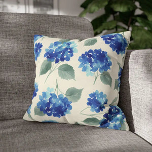 Blue Hydrangea Floral Pillowcase - Watercolor Garden Design - Dipaliz - 16’’ × - Home Decor