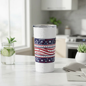 20oz American Flag Tumbler – Patriotic Stars & Stripes Travel Cup - Tumblers