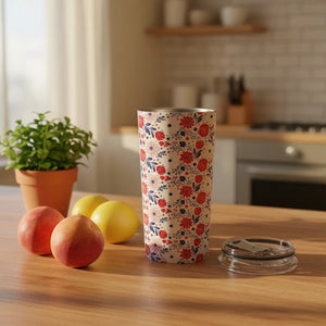 20oz Floral Tumbler – Red & Navy Rose Travel Cup - Tumblers