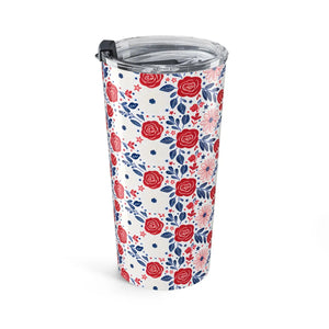 20oz Floral Tumbler – Red & Navy Rose Travel Cup - Tumblers