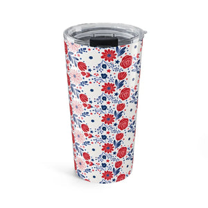 20oz Floral Tumbler – Red & Navy Rose Travel Cup - Tumblers