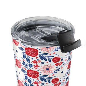 20oz Floral Tumbler – Red & Navy Rose Travel Cup - Tumblers
