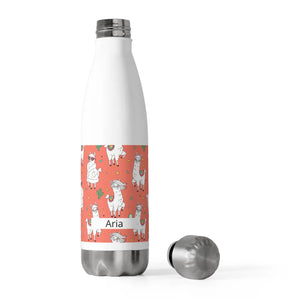 20oz Insulated Bottle, Personalized Coral Llama Pattern Water - Bottles