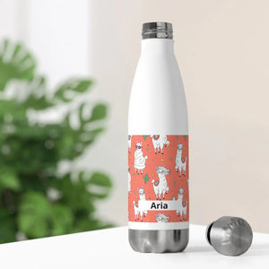 20oz Insulated Bottle, Personalized Coral Llama Pattern Water - Bottles