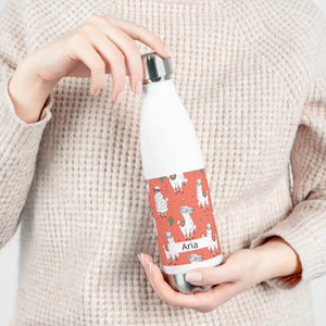 20oz Insulated Bottle, Personalized Coral Llama Pattern Water - Bottles