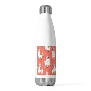 20oz Insulated Bottle, Personalized Coral Llama Pattern Water - Bottles