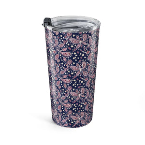 20oz Paisley Stainless Tumbler – Navy & Pink Insulated Travel Cup - Tumblers