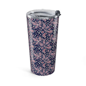 20oz Paisley Stainless Tumbler – Navy & Pink Insulated Travel Cup - Tumblers