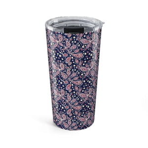 20oz Paisley Stainless Tumbler – Navy & Pink Insulated Travel Cup - Tumblers