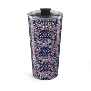 20oz Paisley Stainless Tumbler – Navy & Pink Insulated Travel Cup - Tumblers