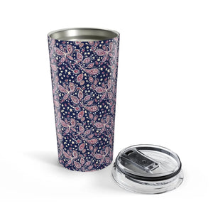 20oz Paisley Stainless Tumbler – Navy & Pink Insulated Travel Cup - Tumblers