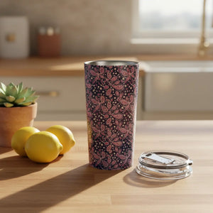 20oz Paisley Stainless Tumbler – Navy & Pink Insulated Travel Cup - Tumblers