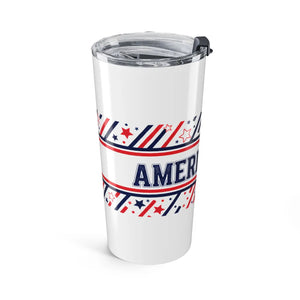 20oz Patriotic America Tumbler, Red White & Blue Stars and Stripes Travel Cup - Tumblers