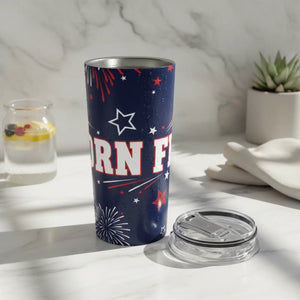 20oz Patriotic Fireworks Tumbler, Born Free Travel Cup - Tumblers