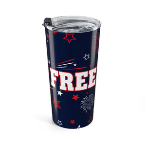 20oz Patriotic Fireworks Tumbler, Born Free Travel Cup - Tumblers