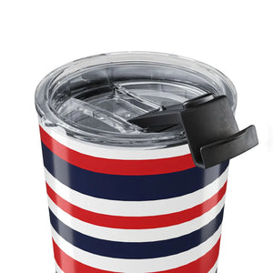 20oz Red White Navy Striped Tumbler, Insulated Travel Cup for Patriotic & Summer Drinks - Tumblers