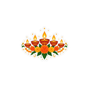 Diwali floral diyas kiss-cut vinyl decal - home decor decals