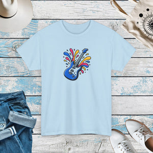Musical instrument, with splashes of color, Unisex Heavy Cotton Tee