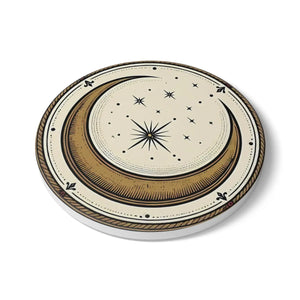 Ornate Crescent Moon coaster | Ceramic Coaster, Celestial Moon Design