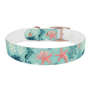 Sea Life Dog Collar — Aqua Fish & Coral Pattern for Pets
