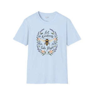 Bee Floral T‑Shirt — "Let Kindness Take Flight" Inspirational Tee