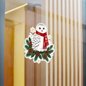 Christmas snowy owl kiss-cut vinyl decal - home decor decals