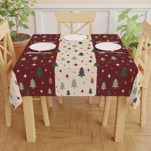 Christmas Tree Stripe Tablecloth — Festive Holiday Dining Decor