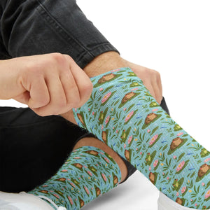 Frog Pond Pattern Socks — Cute Novelty Sublimation Crew Socks