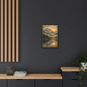 Framed canvas mountain lake sunset landscape wall art - printable