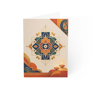 Diwali rangoli greeting card - festive lanterns & diyas pack (1/10/30/50) - cards