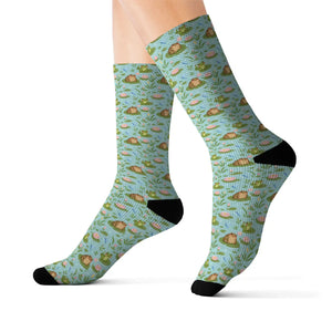 Frog Pond Pattern Socks — Cute Novelty Sublimation Crew Socks