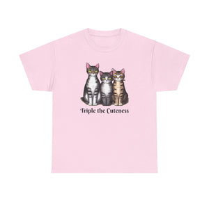 Three Cats, Triple the cuteness, Unisex Heavy Cotton Tee
