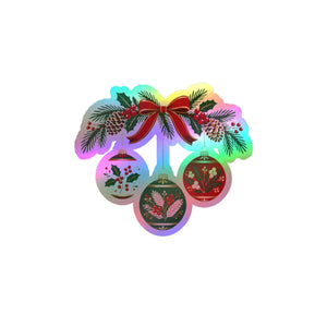 Christmas ornament wreath kiss-cut vinyl decal - home decor decals