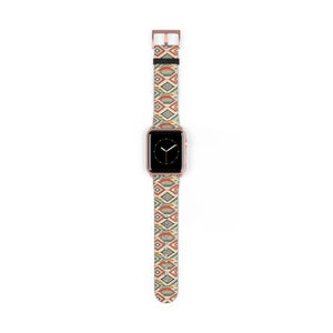 Close view of the banded southwestern pattern on a DipaliZ watch strap
