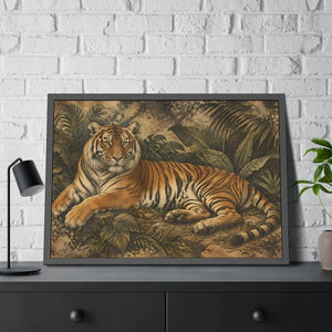 Framed paper poster – resting tiger in tropical jungle - posters