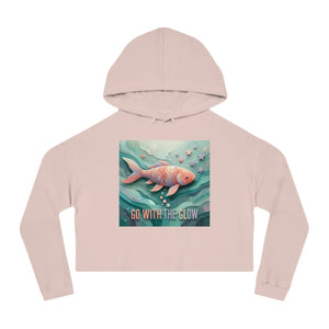 Go with the glow koi fish cropped hooded sweatshirt - sweatshirts