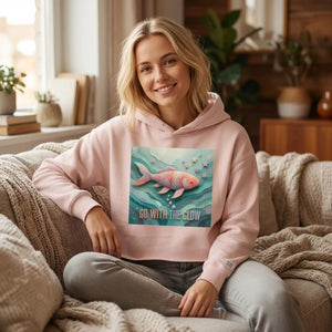 Go with the glow koi fish cropped hooded sweatshirt - sweatshirts