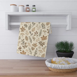DipaliZ autumn botanicals tea towel with leaves and dried herbs, 18 by 30 inches