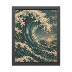 Framed ocean wave poster wall art - posters
